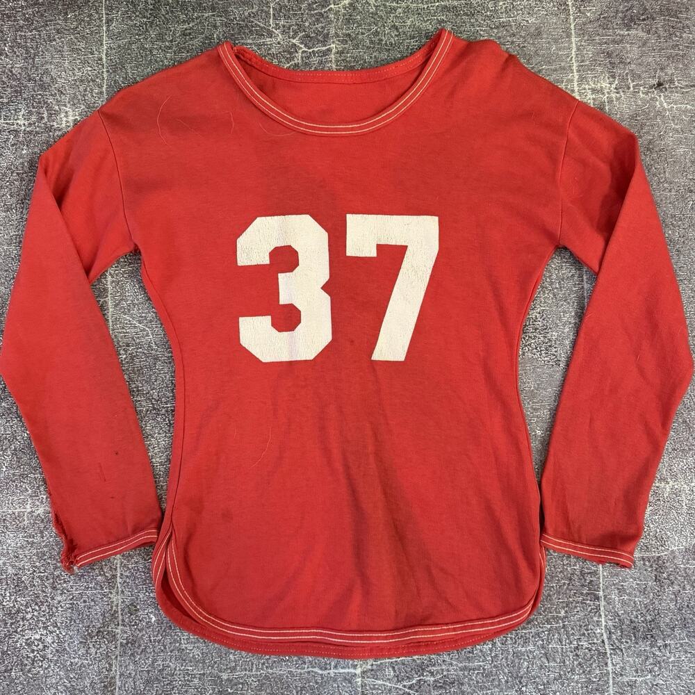 Men's Vintage 50's Maryland Terrapins Football #37 Red Long Sleeve Jersey Sz S